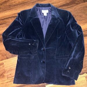 VTG Charisma Blue Velvet Single Breasted Two Button Women’s Blazer Size 14 Japan